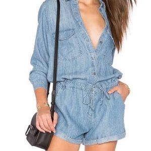 Rails Long Sleeve Chambray Short Romper